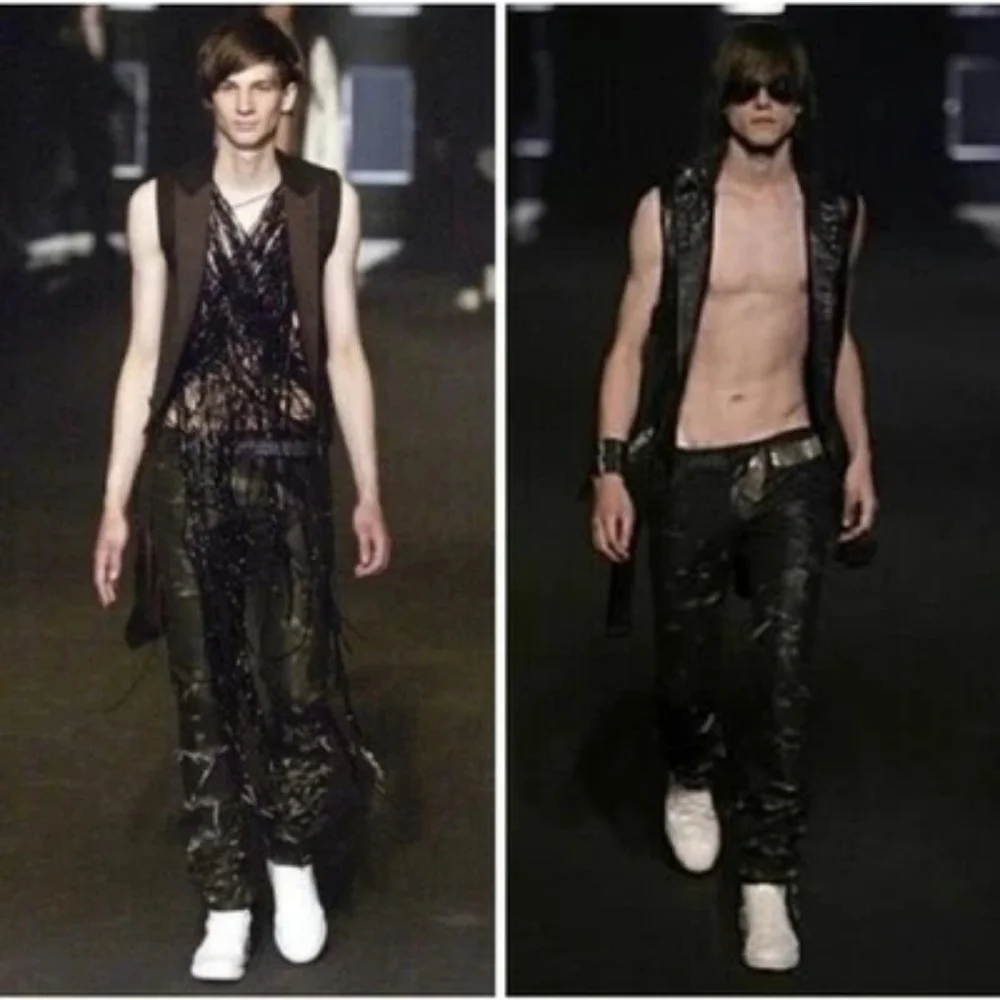 Dior Men's Black Skinny Jeans Waxed And Distressed Black 32w Heidi Slimane Rick - Picture 3 of 12